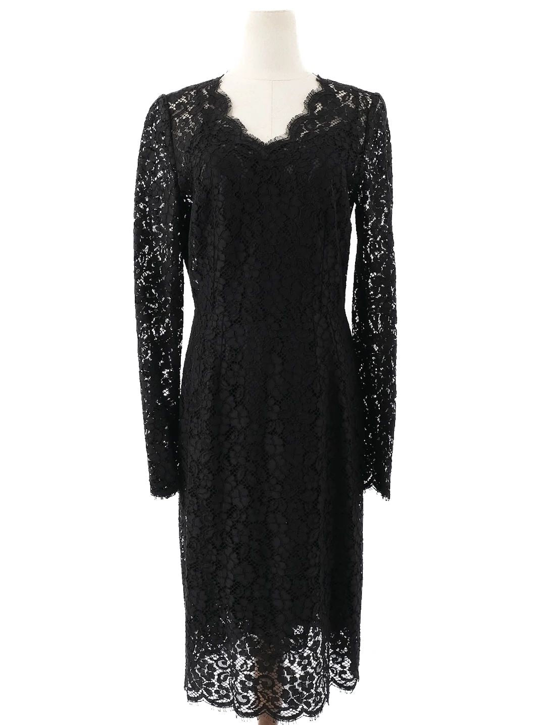 Perfect Dolce Gabbana Black Lace Dress Size L Floral Design