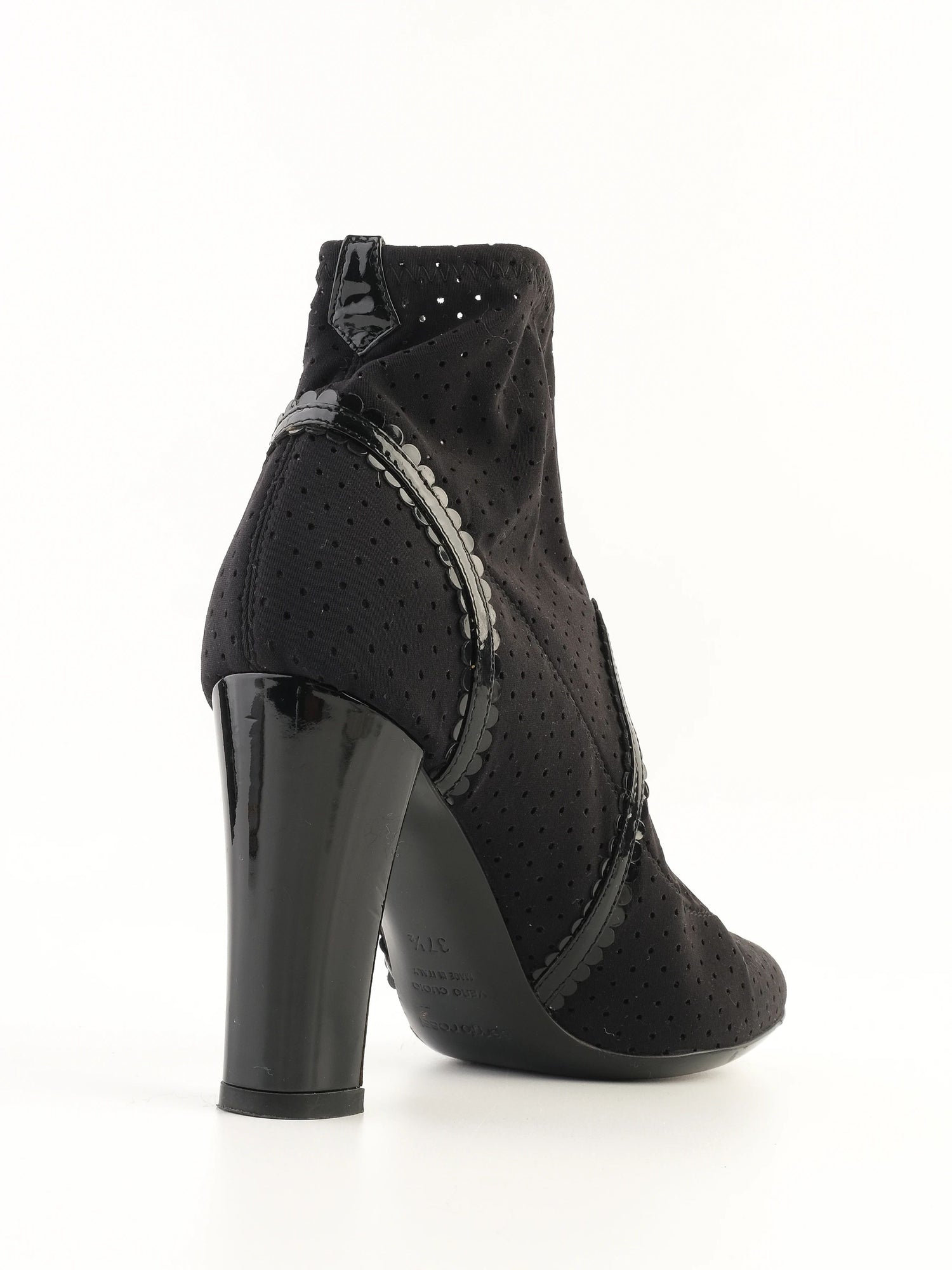 Excellent Sergio Rossi Black Fabric Ankle Boots Size 37.5