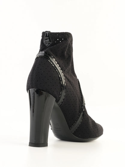 Excellent Sergio Rossi Black Fabric Ankle Boots Size 37.5