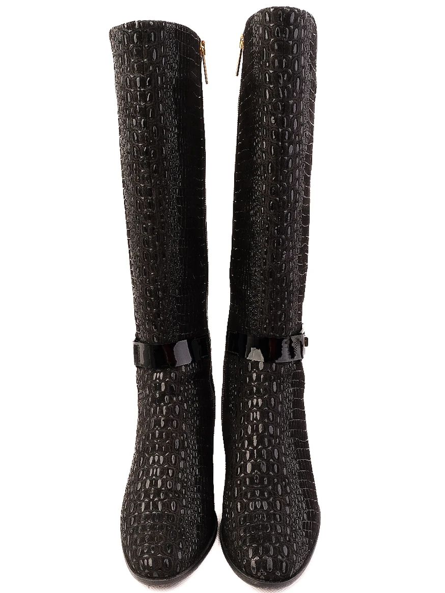 Excellent Renzoni Black Leather Knee-High Boots Size 36.5