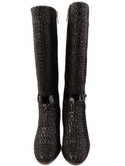 Excellent Renzoni Black Leather Knee-High Boots Size 36.5