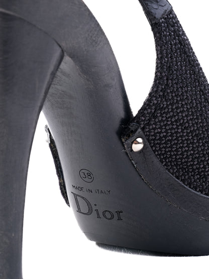 Perfect Dior Black Leather High-Heeled Sandals Size 38
