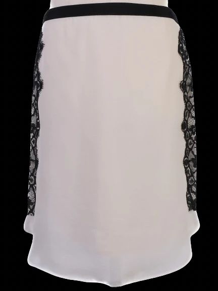 NEW By Malene Birger White Black Lace Overlay Skirt Size S
