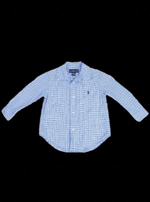 Excellent Ralph Lauren Kids Blue Checkered Long Sleeve Shirt Size 2