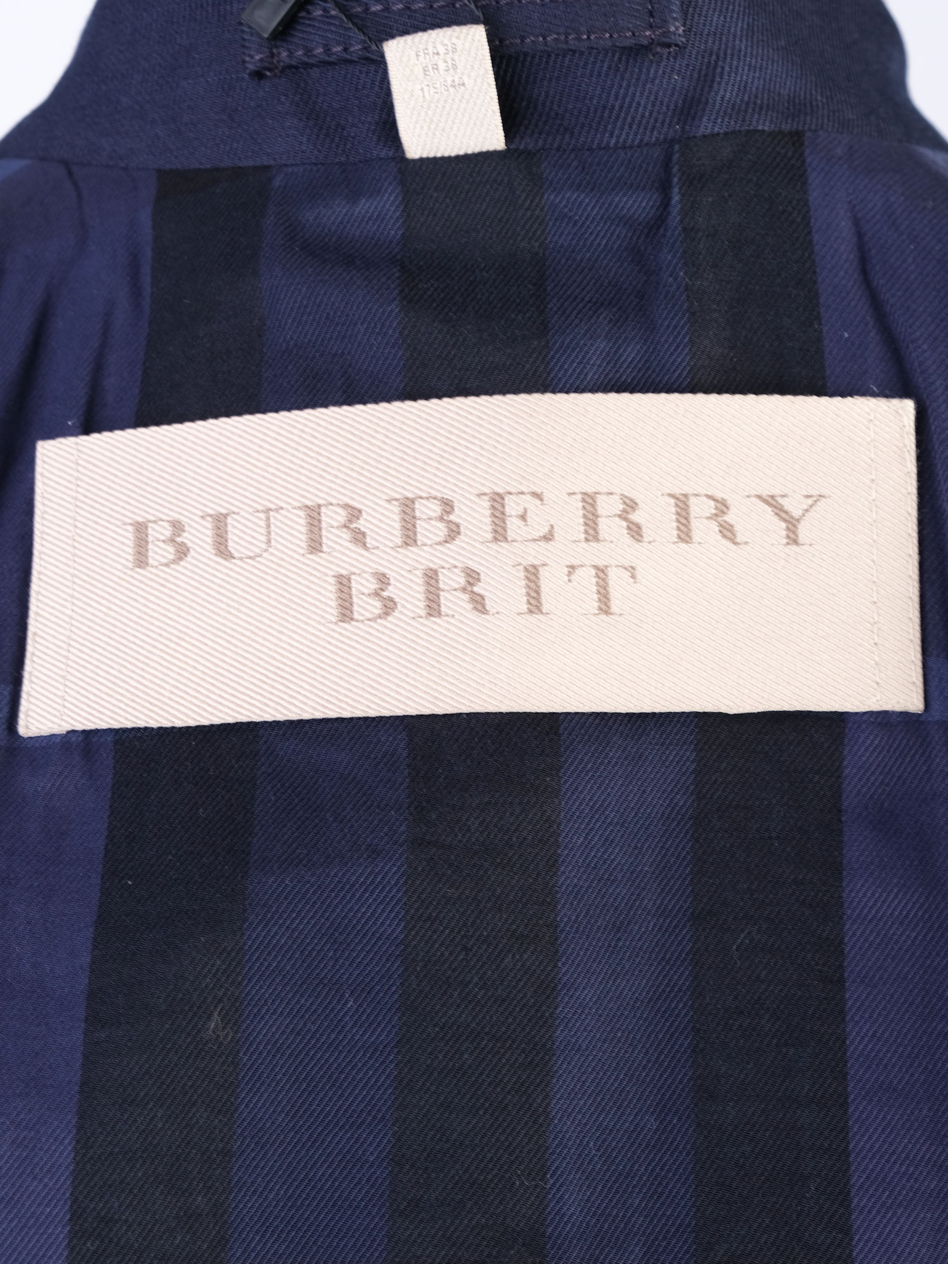 Burberry Blue Wool Trench Coat Women&
