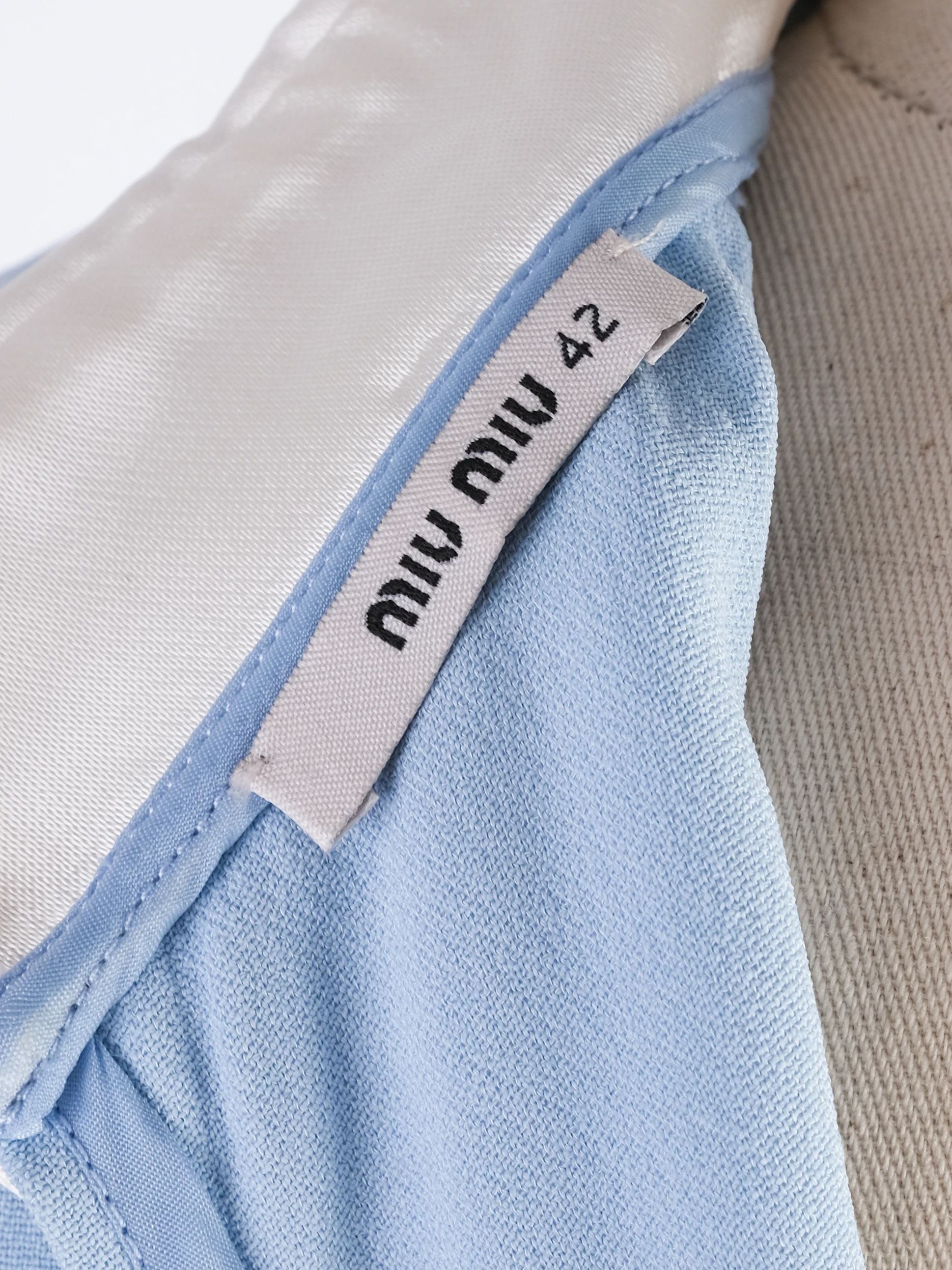 Excellent Miu Miu Blue Viscose Sleeveless Dress Size L with Collar