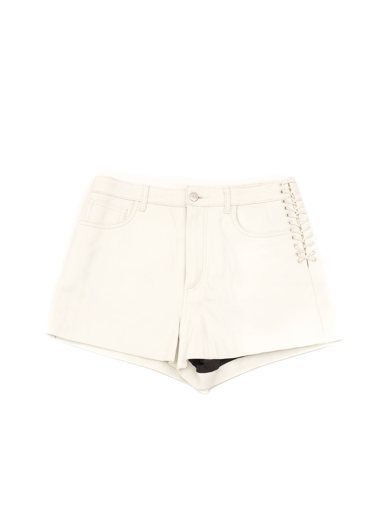 Excellent Iro White Leather Shorts with Lace-Up Detail Size S