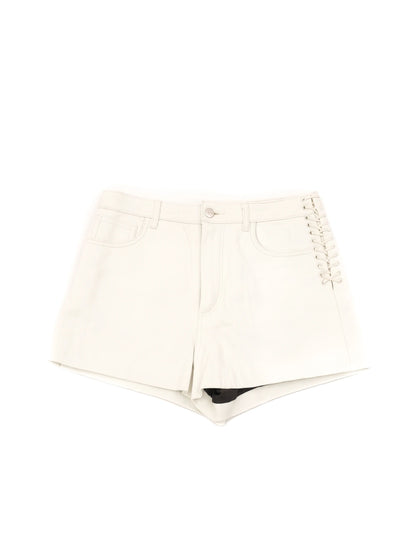 Excellent Iro White Leather Shorts with Lace-Up Detail Size S