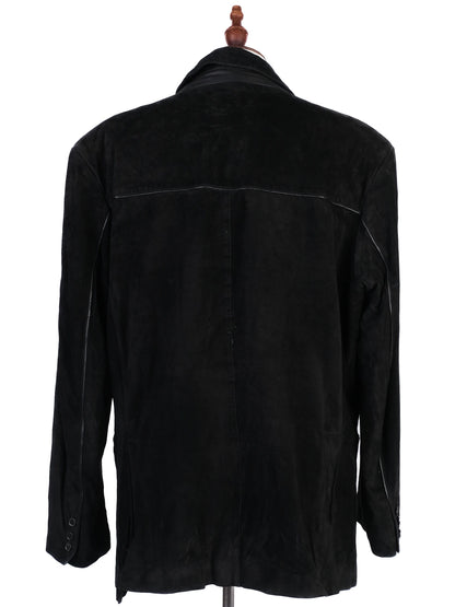 Excellent Stefano Ricci Black Leather Blazer Size XXL