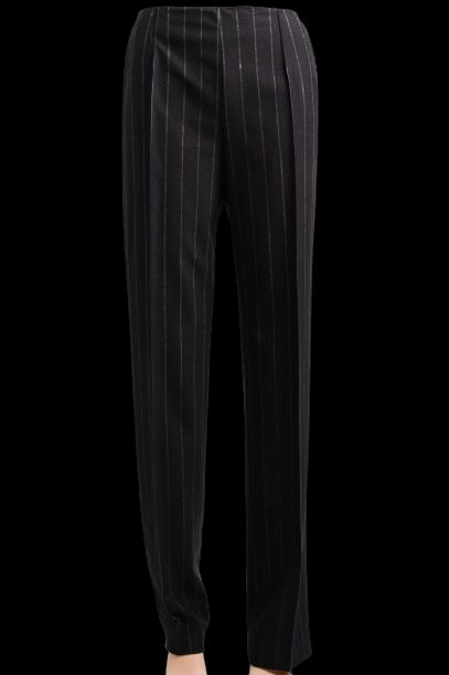 Excellent Gianfranco Ferrè Black Wool Pinstripe Pants Size S