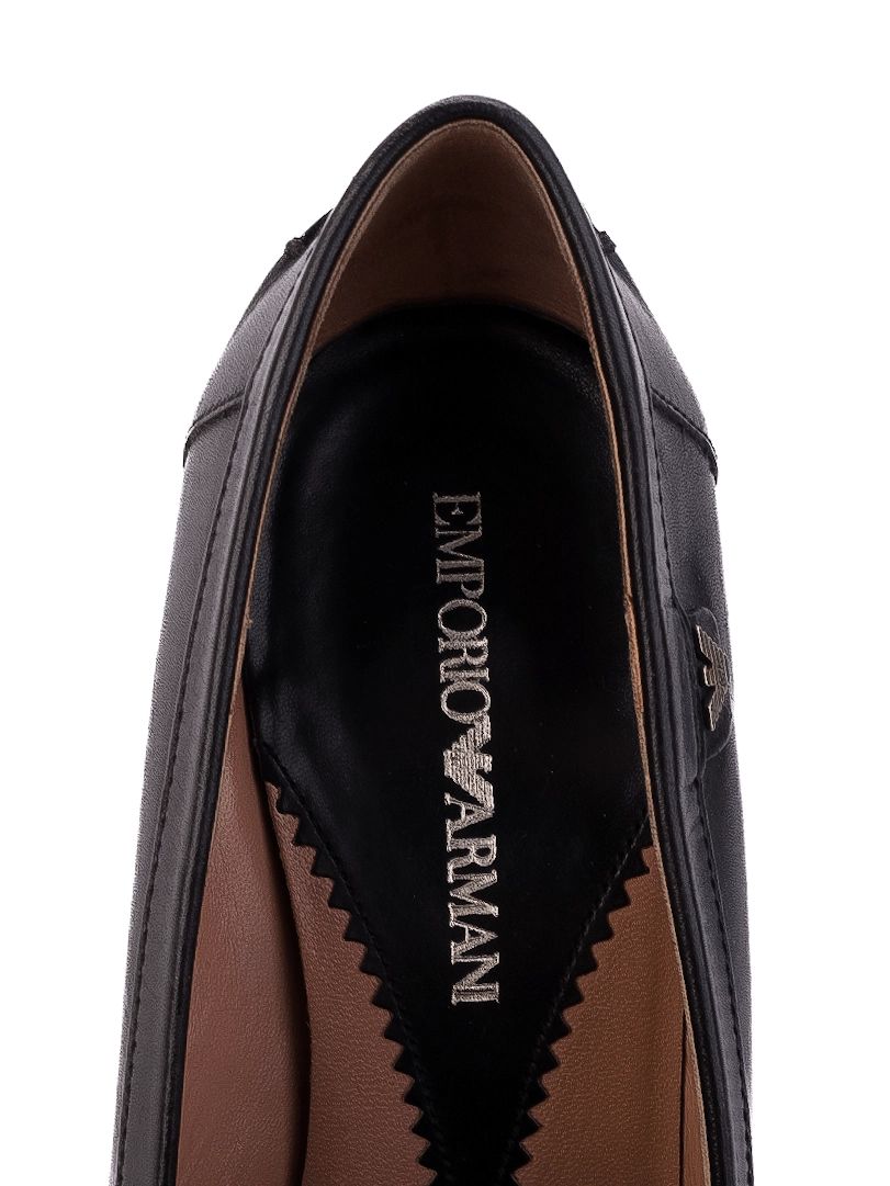 Excellent Emporio Armani Black Leather Loafer-Style Pumps Size 38