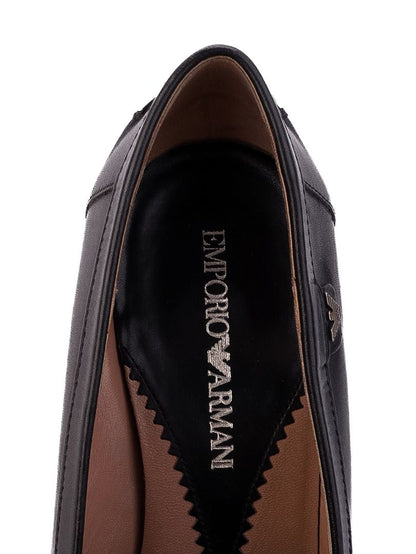 Excellent Emporio Armani Black Leather Loafer-Style Pumps Size 38