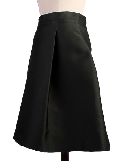 Excellent Max Mara Green Silk A-Line Skirt Size S Made in Italy