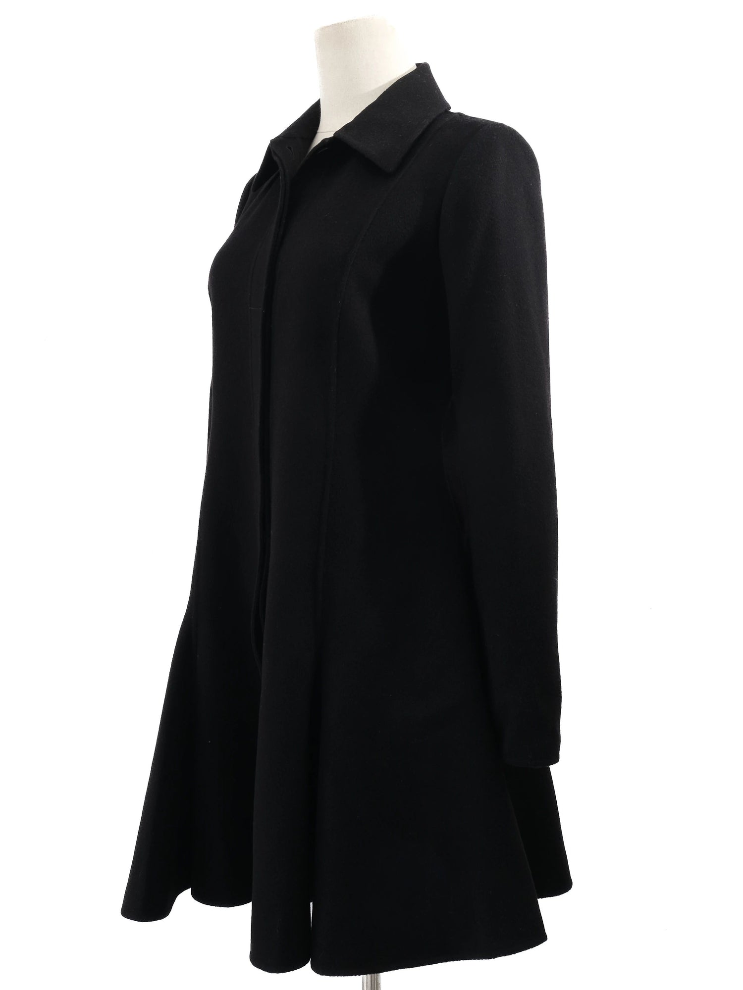 NEW Valentino Black Flared Wool Coat XXS Women