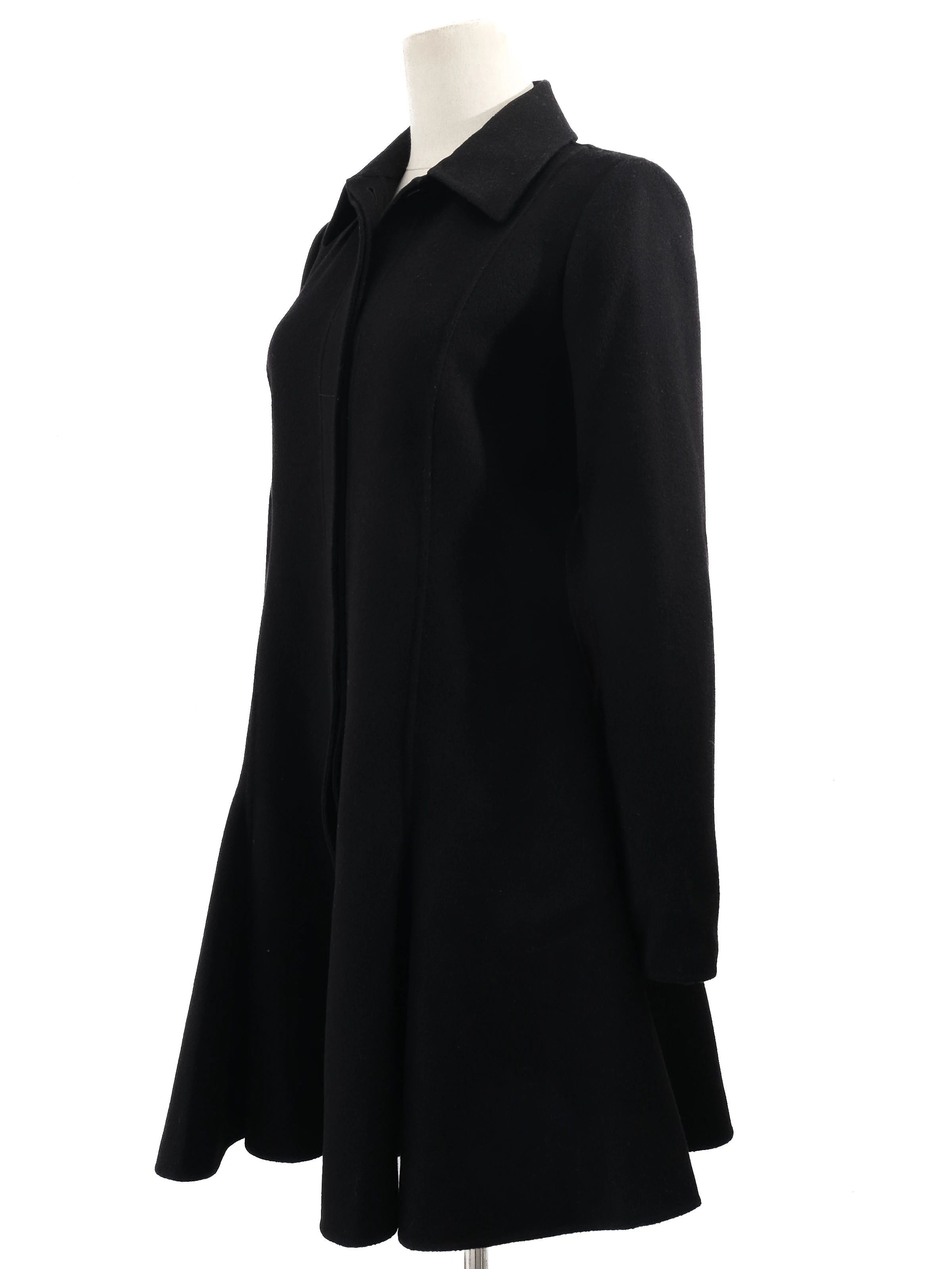 NEW Valentino Black Flared Wool Coat XXS Women