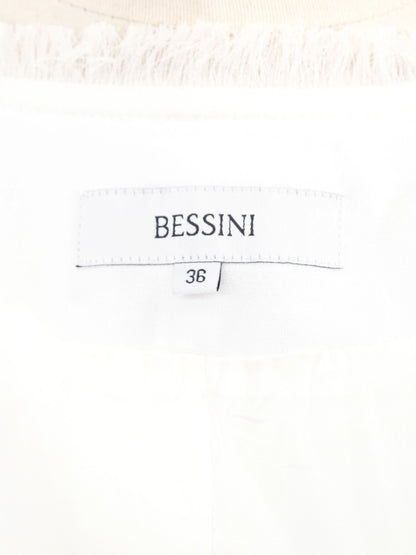 Average Bessini White Viscose Jacket Size XS with Decorative Stitching