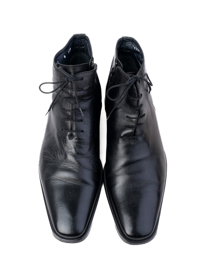 Excellent Aldo Brue Black Leather Dress Boots Size 43 with Zipper