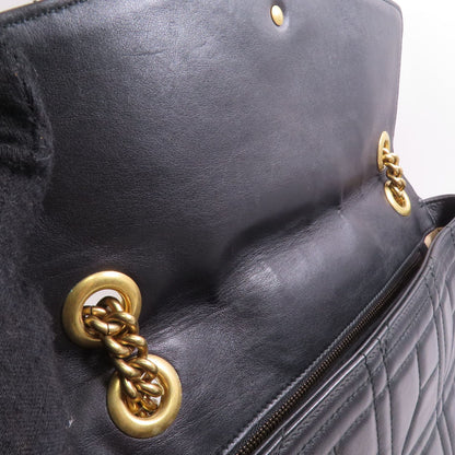 Gucci Cowhide Leather Gg Marmont Gold Cross Shoulder Bag Black Calfskin (cowhide) 443496