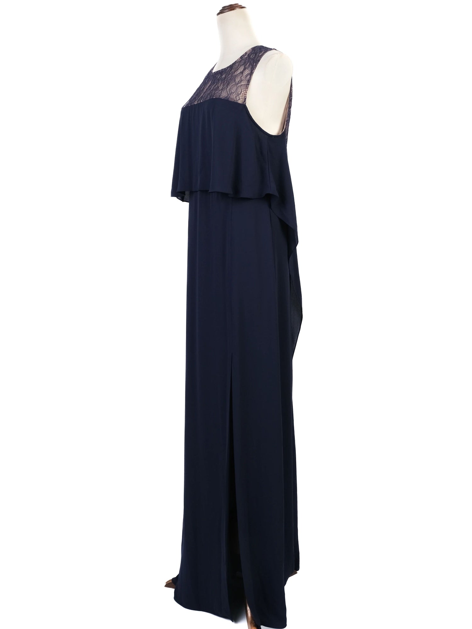 NEW BCBGMaxazria Blue Lace Overlay Sleeveless Gown Size M