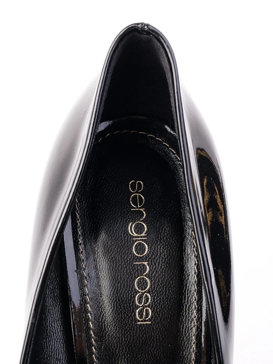 Excellent Sergio Rossi Black Leather High-Heeled Shoes Size 38.5