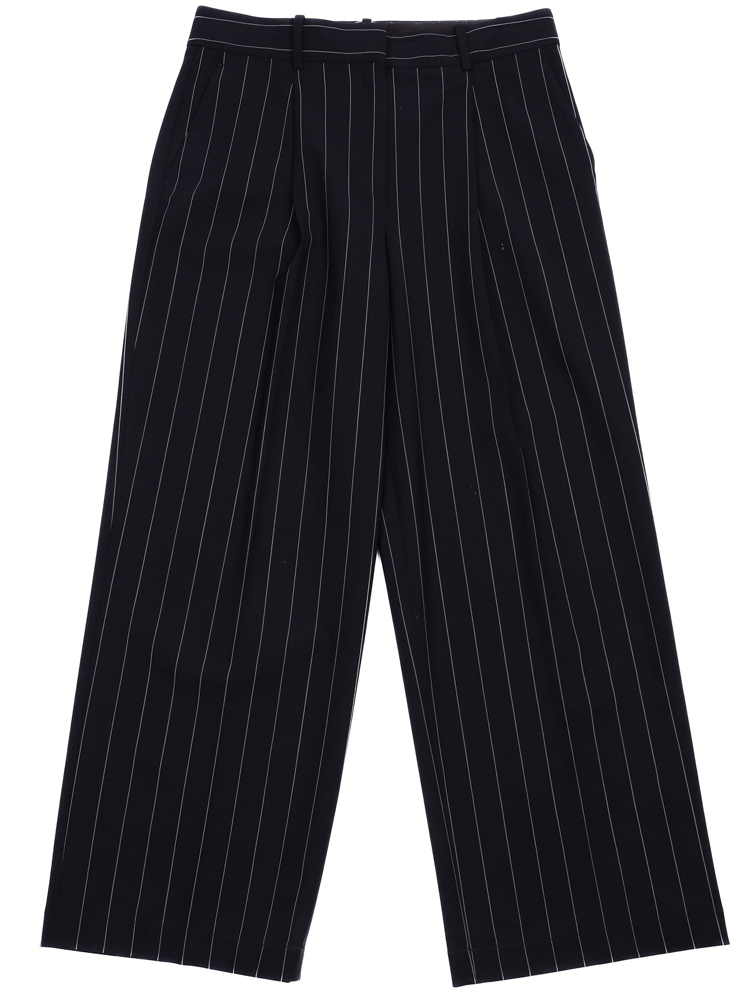 Excellent Theory Black Pinstripe Trousers Size S Wool