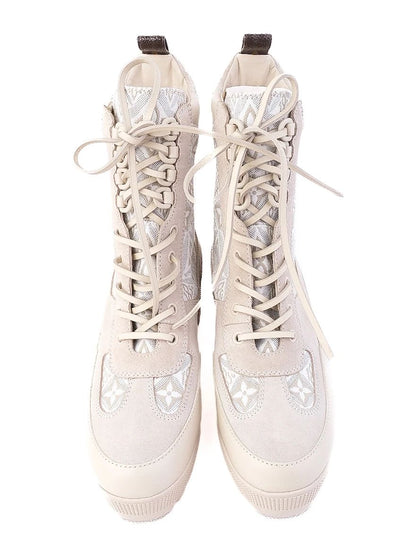 Perfect Louis Vuitton High-Top Boots White Fabric Size 38