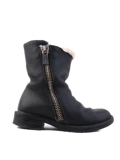 Excellent Gucci Black Leather Kids Boots Size 33 with Shearling Lining