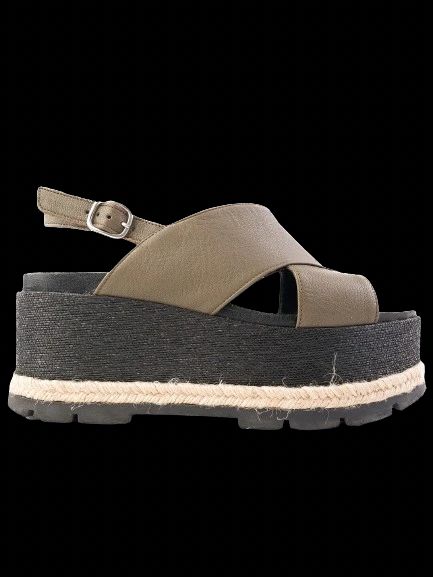 Excellent Jeannot Green Leather Platform Sandals Size 38
