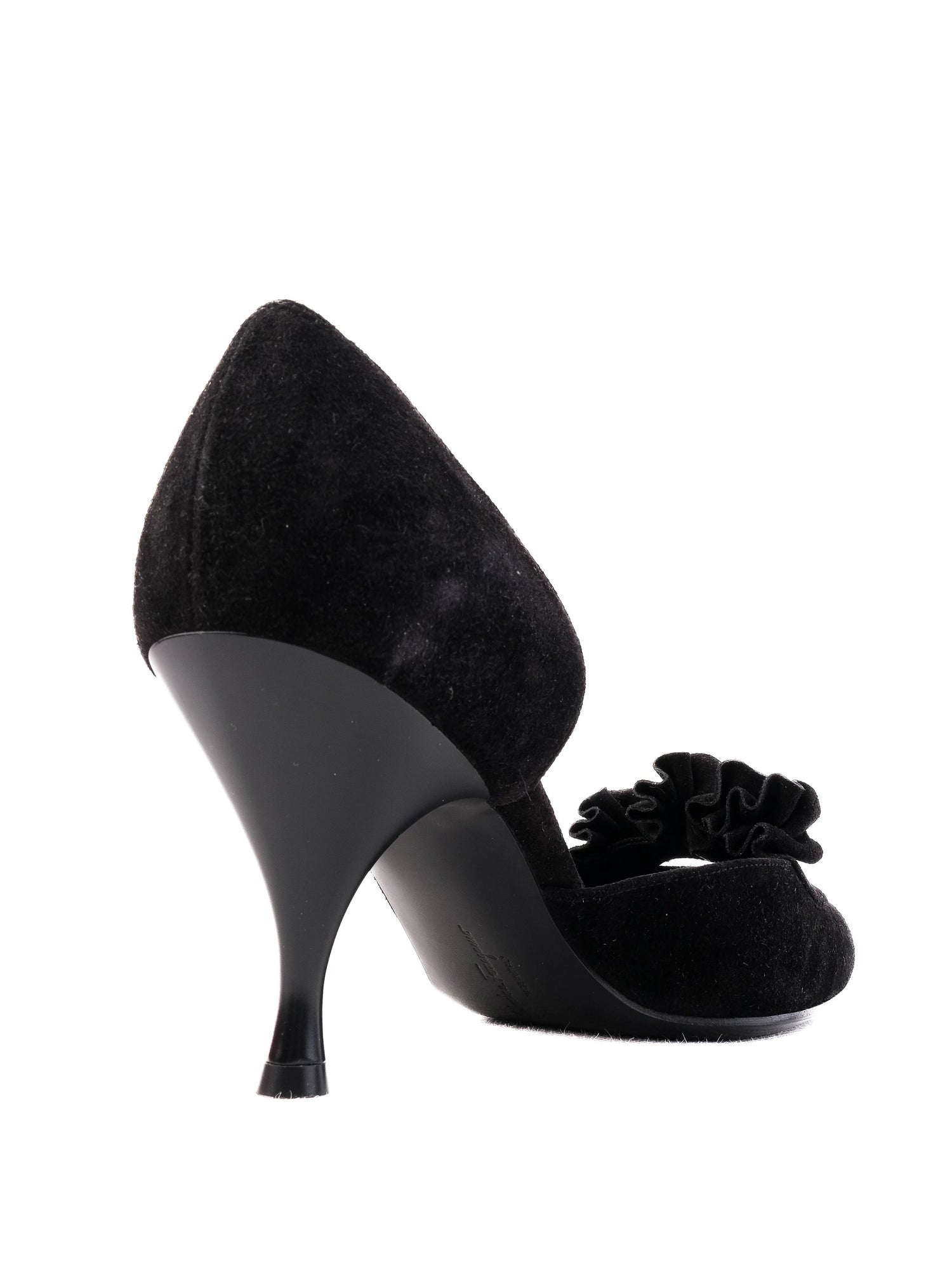 Excellent Salvatore Ferragamo Black Suede High Heeled Shoes Size 37.5