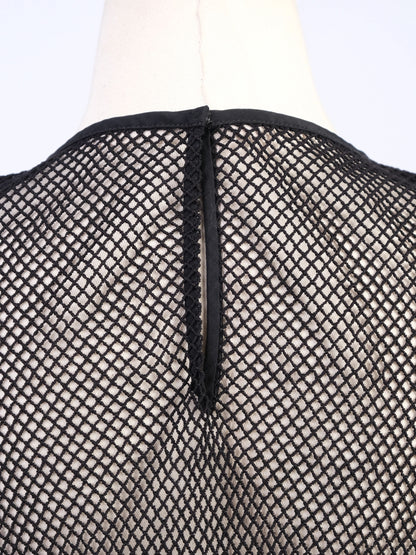 Excellent Dolce Gabbana Black Mesh T-Shirt Size M Silk