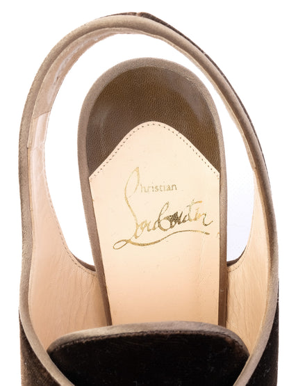 Christian Louboutin Excellent Condition Brown Velvet Heels Size 37.5