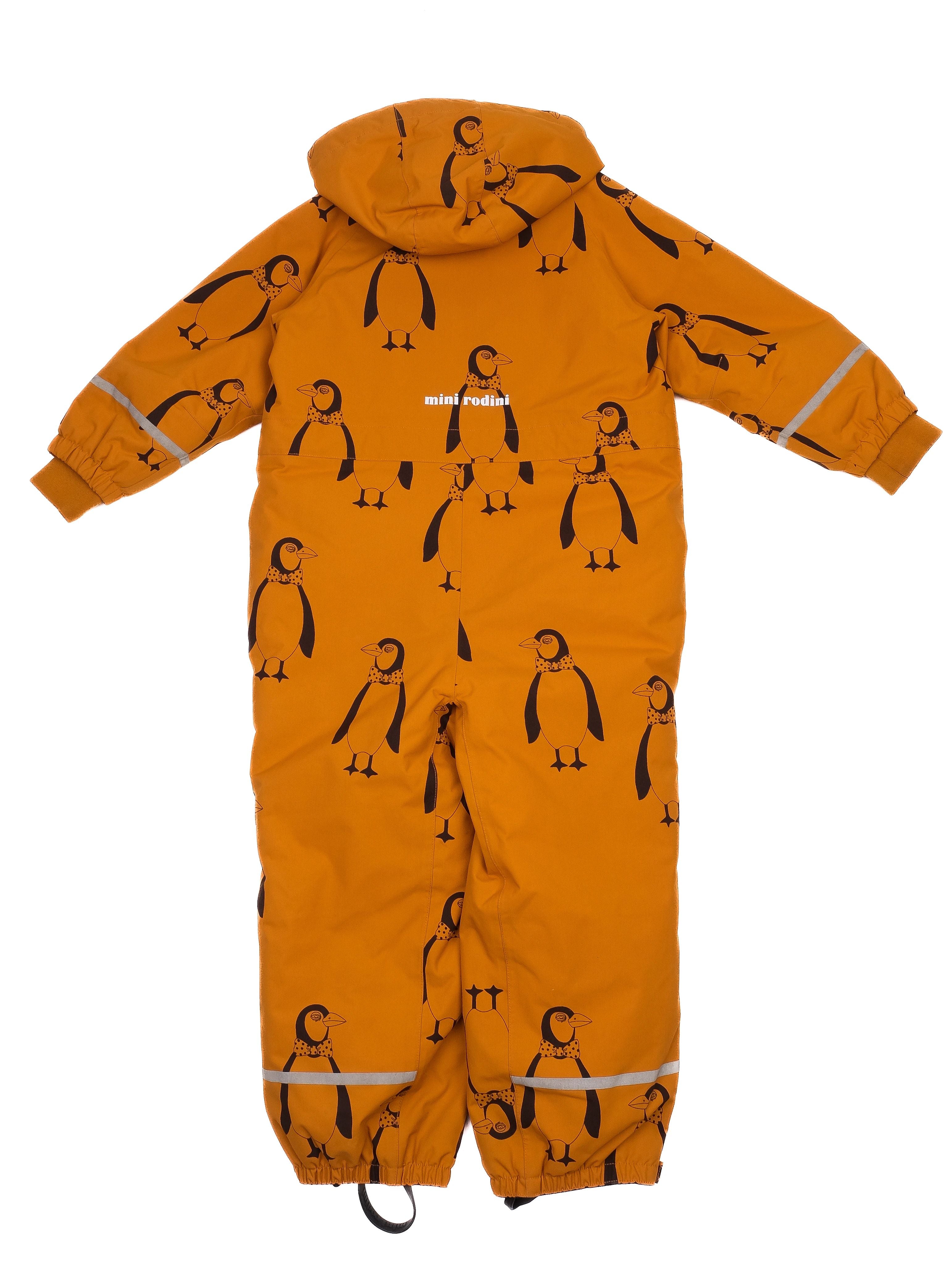 Excellent Mini Rodini Orange Penguins Kids Snowsuit with Hood