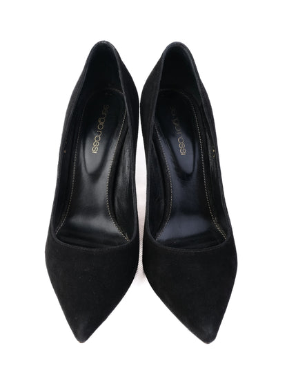 Excellent Sergio Rossi Black Leather High-Heeled Stiletto Shoes