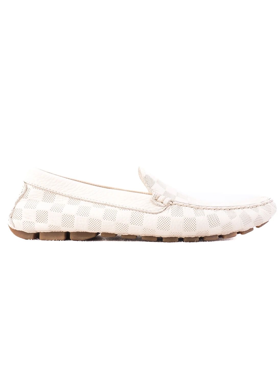 Excellent Baldinini White Leather Loafers with Checkered Pattern