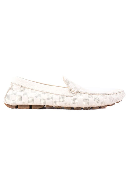 Excellent Baldinini White Leather Loafers with Checkered Pattern