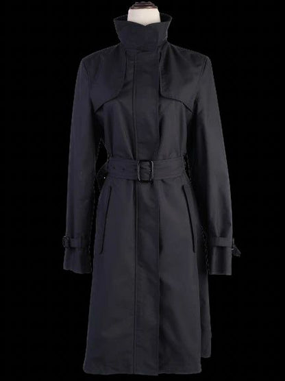 Excellent Burberry Black Polyester Trench Coat Size S