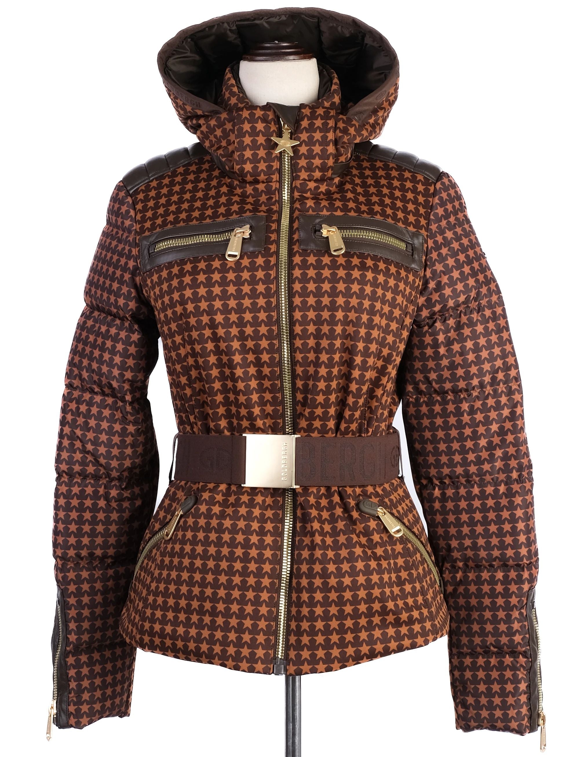 Perfect Goldbergh Brown Padded Jacket with Star Pattern Size M