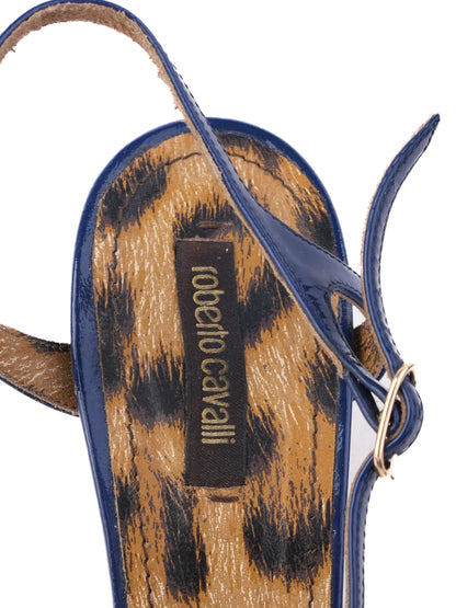 Excellent Roberto Cavalli Blue Leather High-Heeled Sandals Size 40