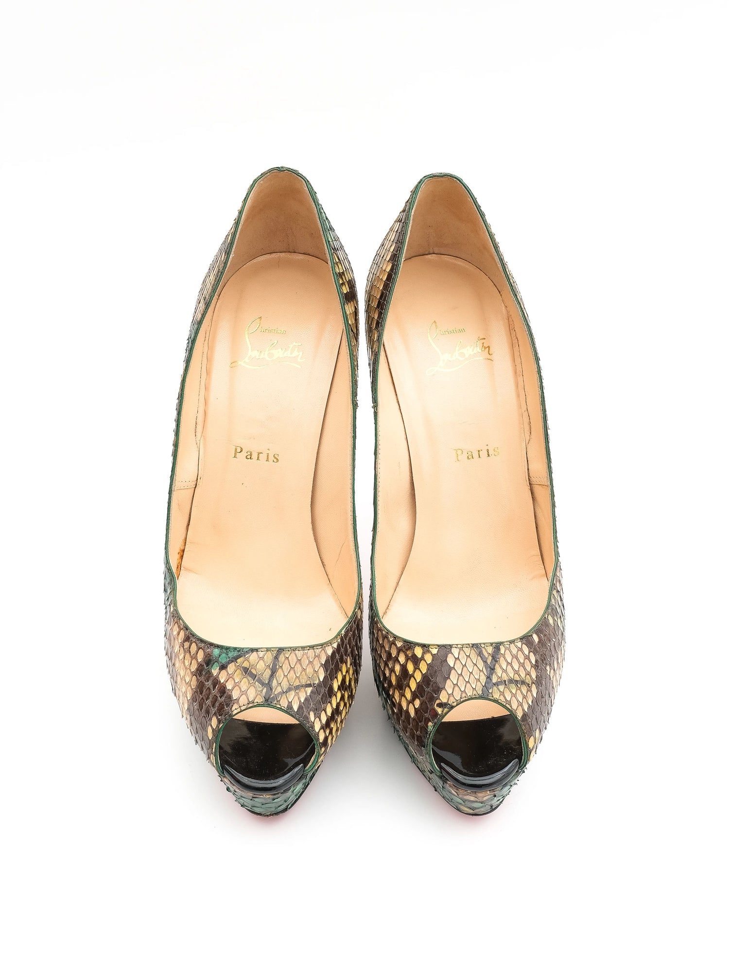 Christian Louboutin Peep Toe High-Heels Genuine Leather Size 39.5