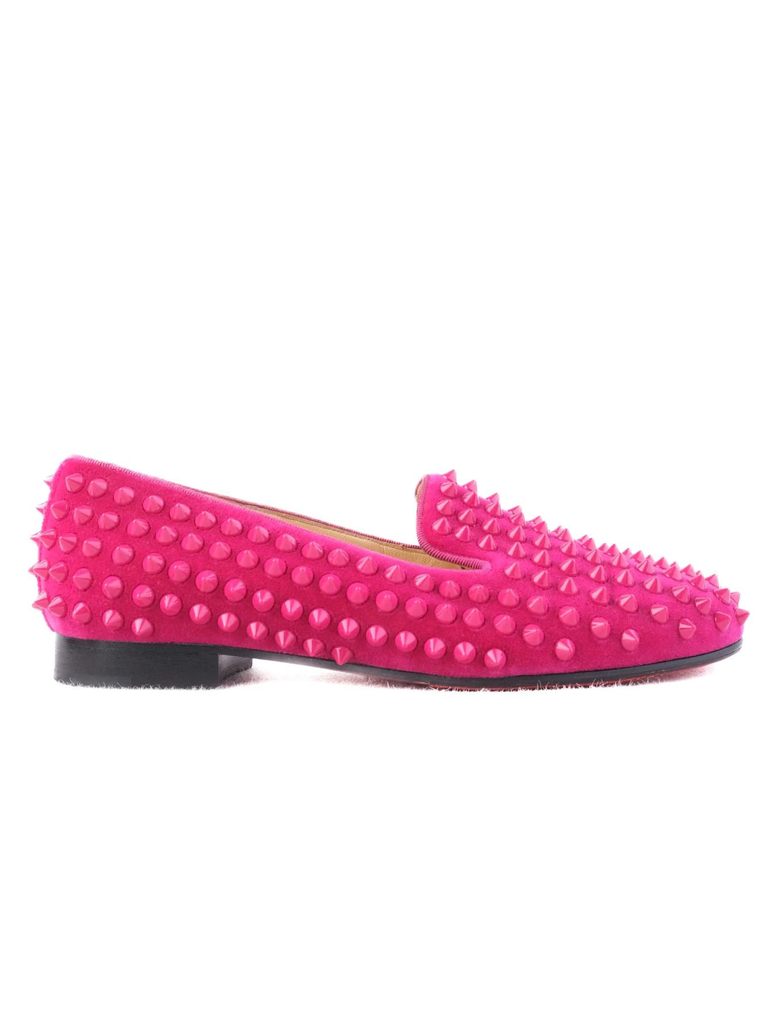 Excellent Christian Louboutin Pink Leather Loafers with Spikes Size 35.5