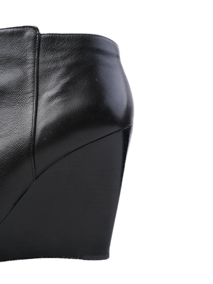 Excellent Tory Burch Black Leather Wedge Ankle Boots Size 40