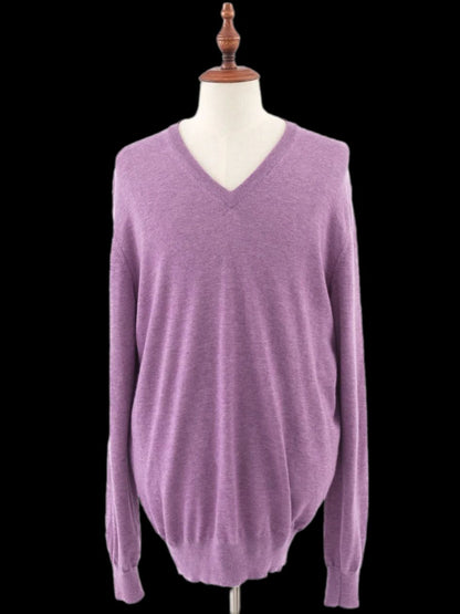 Excellent Ermenegildo Zegna Purple Cashmere V-Neck Sweater Size XL
