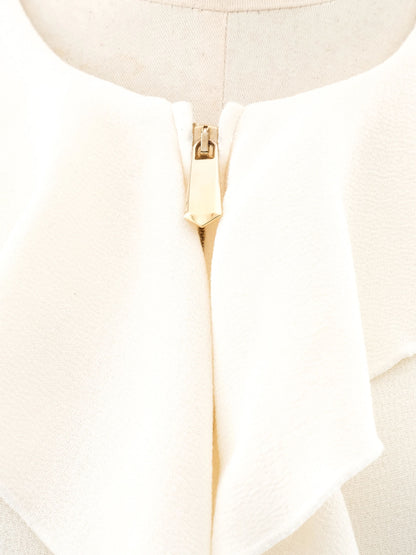 NEW Luisa Spagnoli Yellow Wool Blazer Size L with Ruffled Details