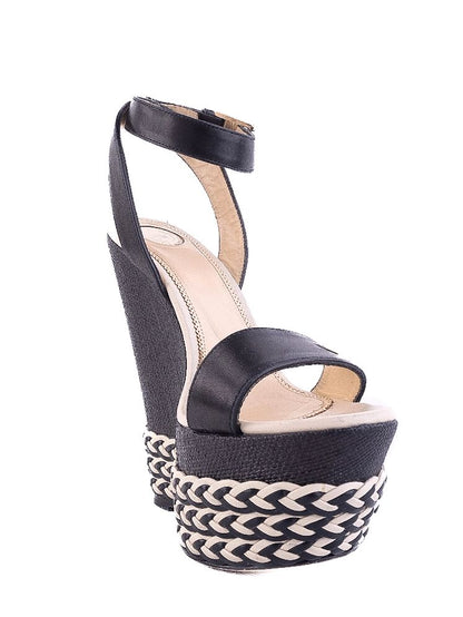 Average Condition Elisabetta Franchi Black Wedge Sandals Size 37