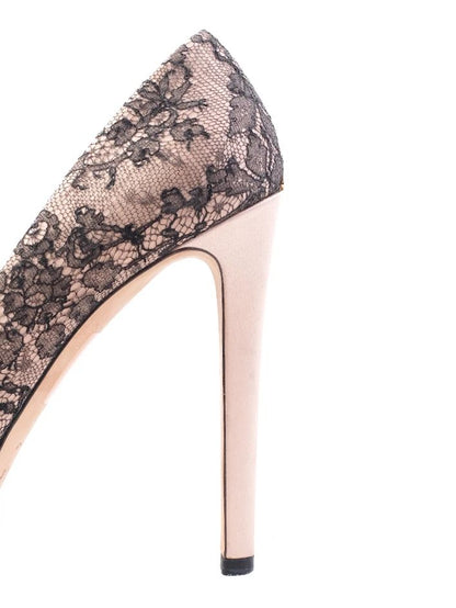 Excellent Dior High-Heeled Platform Shoes Black Lace Size 39 Women