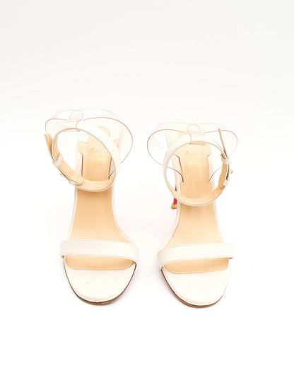 Christian Louboutin White Leather High-Heeled Sandals Size 38