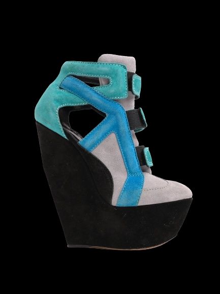 Excellent Casadei Gray Genuine Suede High-Heeled Wedge Shoes Size 38