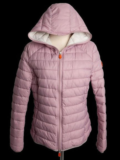 Good Save The Duck Pink Quilted Jacket Hooded Size XXS