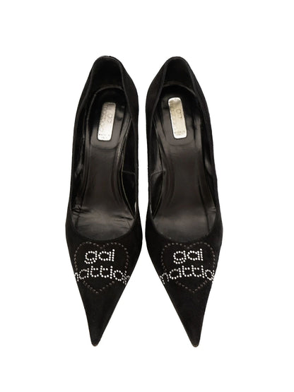 Excellent Gai Mattiolo Black Genuine Suede High-Heeled Shoes Size 37