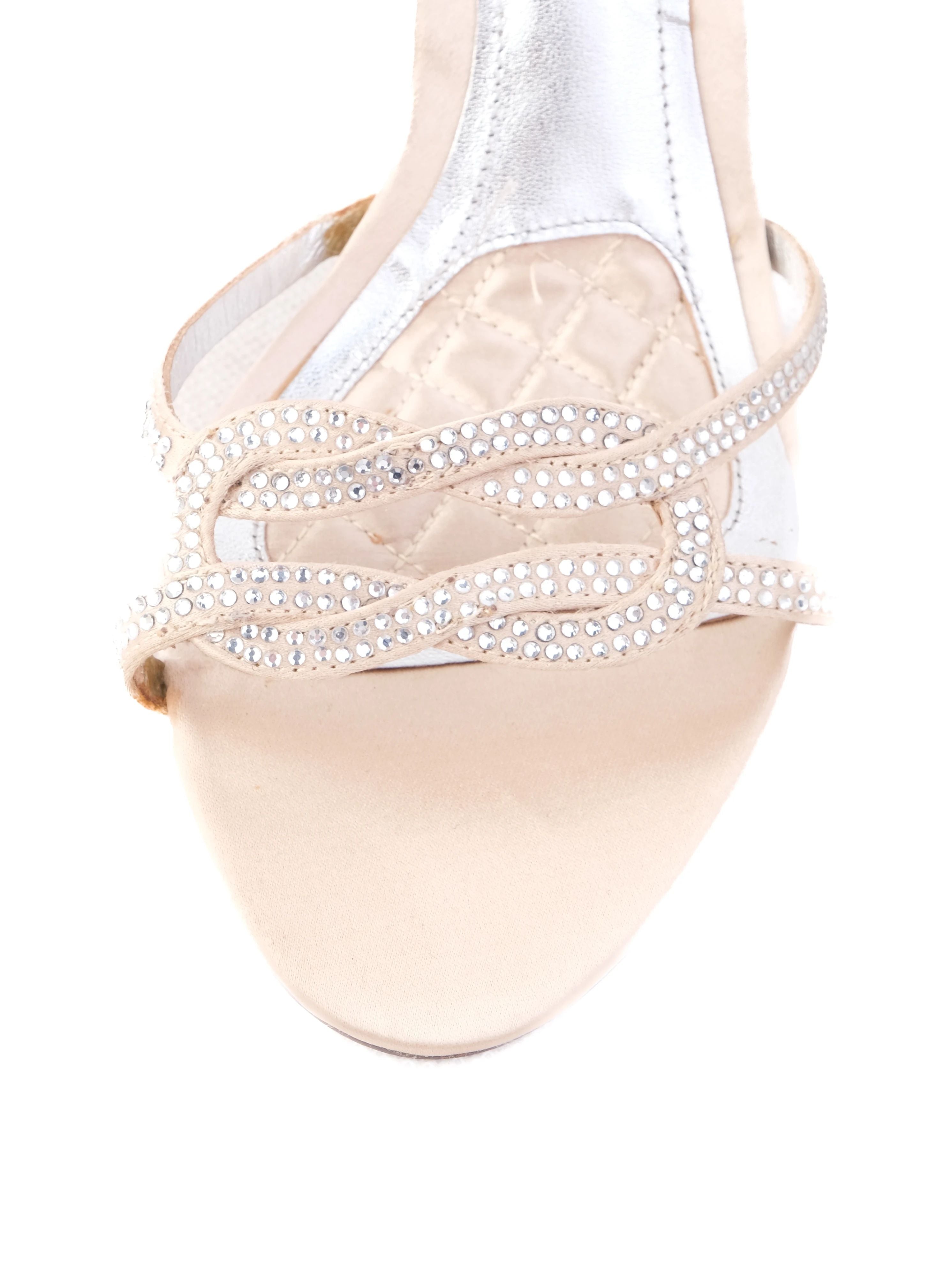 Good Ralph Lauren White Leather High-Heeled Sandals Size 39